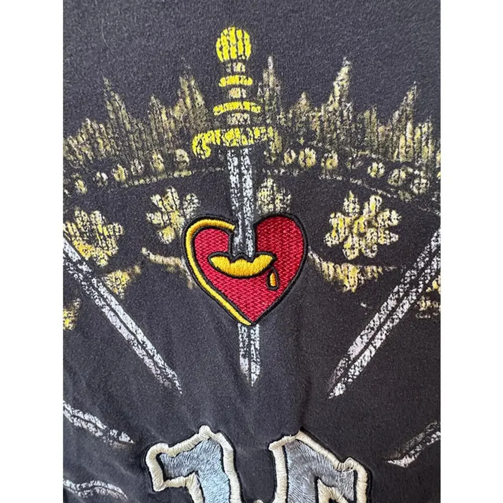 Vintage True Religion Men's Gothic‎ Sword Embroidered Graphic Print T-Shirt